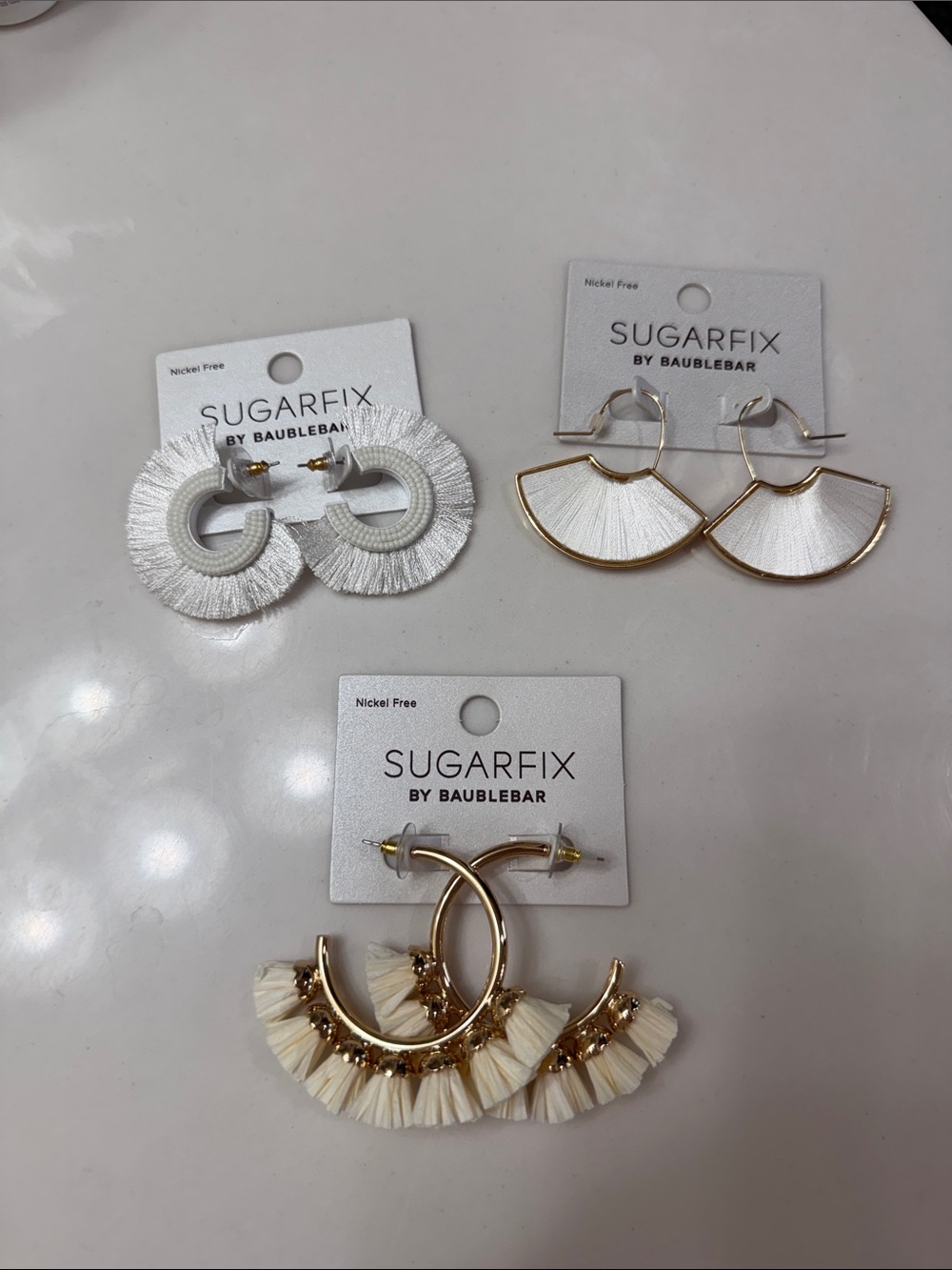 Sugarfix by BaubleBar White Fringe Hoop Earrings - 3 Styles